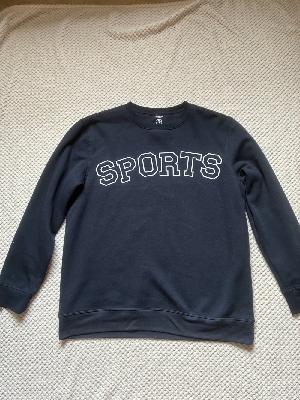 Athletic Works Navy Crewneck Sweatshirt with 'SPORTS' Chest Graphic - Unisex